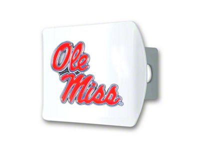 Hitch Cover with Ole Miss Logo; White (Universal; Some Adaptation May Be Required)