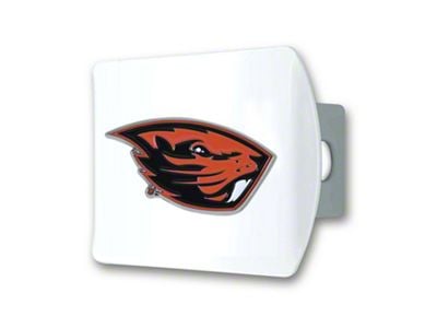 Hitch Cover with Oregon State Logo; White (Universal; Some Adaptation May Be Required)