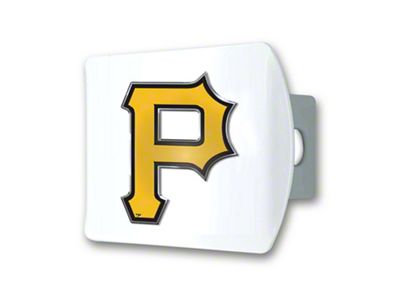 Hitch Cover with Pittsburgh Pirates Logo; White (Universal; Some Adaptation May Be Required)