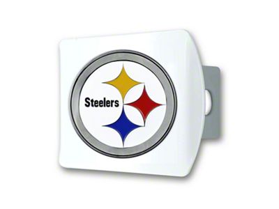 Hitch Cover with Pittsburgh Steelers Logo; White (Universal; Some Adaptation May Be Required)