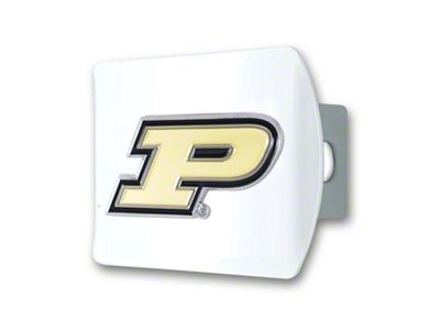 Hitch Cover with Purdue Logo; White (Universal; Some Adaptation May Be Required)