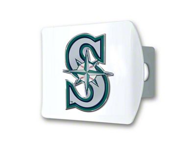 Hitch Cover with Seattle Mariners Logo; White (Universal; Some Adaptation May Be Required)