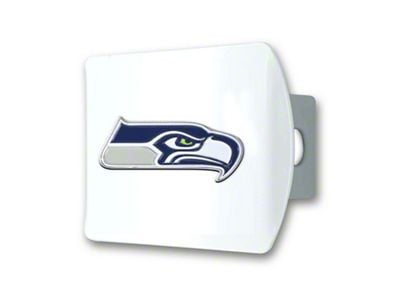 Hitch Cover with Seattle Seahawks Logo; White (Universal; Some Adaptation May Be Required)