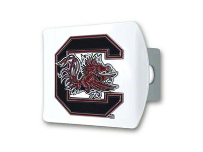 Hitch Cover with South Carolina Logo; White (Universal; Some Adaptation May Be Required)