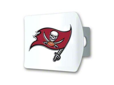 Hitch Cover with Tampa Bay Buccaneers Logo; White (Universal; Some Adaptation May Be Required)