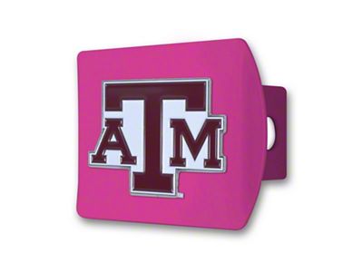 Hitch Cover with Texas A&M Logo; Pink (Universal; Some Adaptation May Be Required)