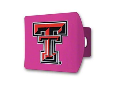 Hitch Cover with Texas Tech Logo; Pink (Universal; Some Adaptation May Be Required)