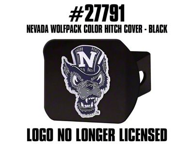 Hitch Cover with University of Nevada Logo; Black (Universal; Some Adaptation May Be Required)