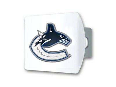 Hitch Cover with Vancouver Canucks Logo; White (Universal; Some Adaptation May Be Required)