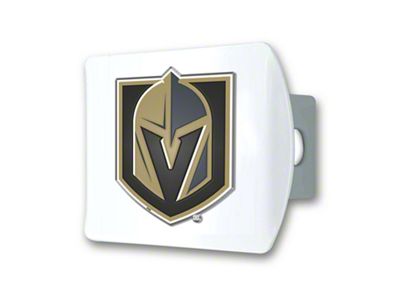 Hitch Cover with Vegas Golden Knights Logo; White (Universal; Some Adaptation May Be Required)