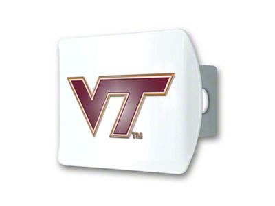 Hitch Cover with Virginia Tech Logo; White (Universal; Some Adaptation May Be Required)