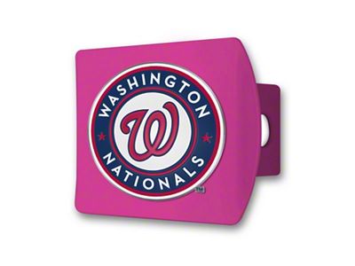 Hitch Cover with Washington Nationals Logo; Pink (Universal; Some Adaptation May Be Required)