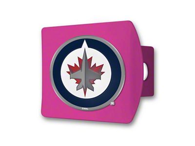 Hitch Cover with Winnipeg Jets Logo; Pink (Universal; Some Adaptation May Be Required)