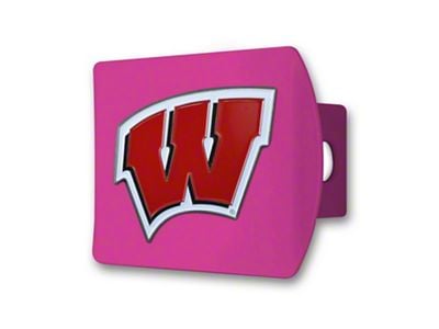 Hitch Cover with Wisconsin Logo; Pink (Universal; Some Adaptation May Be Required)