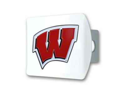 Hitch Cover with Wisconsin Logo; White (Universal; Some Adaptation May Be Required)