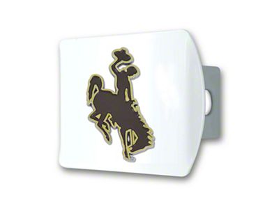 Hitch Cover with Wyoming Logo; White (Universal; Some Adaptation May Be Required)