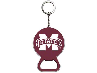 Keychain Bottle Opener with Mississippi State University Logo; Maroon