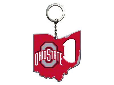 Keychain Bottle Opener with Ohio State University Logo; Red