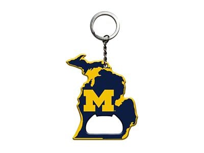 Keychain Bottle Opener with University of Michigan Logo; Navy