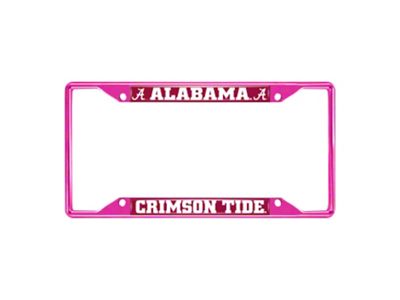 License Plate Frame with Alabama; Pink (Universal; Some Adaptation May Be Required)