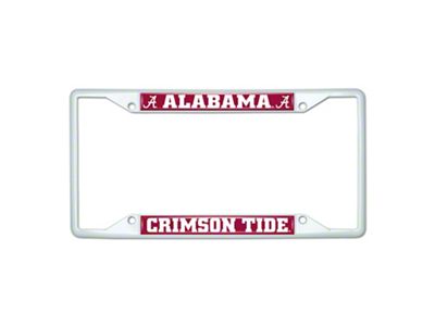 License Plate Frame with Alabama; White (Universal; Some Adaptation May Be Required)