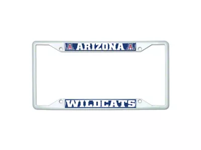 License Plate Frame with Arizona; White (Universal; Some Adaptation May Be Required)