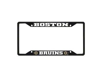 License Plate Frame with Boston Bruins Logo; Black and Black (Universal; Some Adaptation May Be Required)