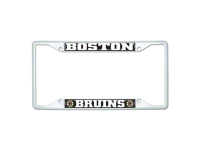 License Plate Frame with Boston Bruins; White (Universal; Some Adaptation May Be Required)