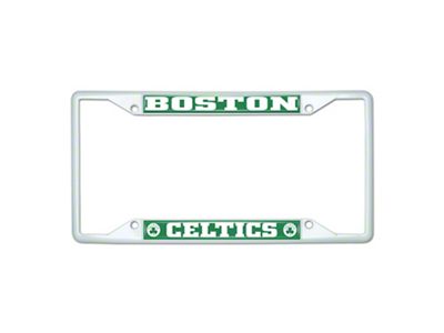 License Plate Frame with Boston Celtics; White (Universal; Some Adaptation May Be Required)