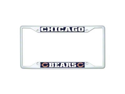 License Plate Frame with Chicago Bears; White (Universal; Some Adaptation May Be Required)