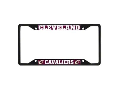 License Plate Frame with Cleveland Cavaliers Logo; Black and Chrome (Universal; Some Adaptation May Be Required)