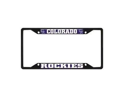 License Plate Frame with Colorado Rockies Logo; Black and Purple (Universal; Some Adaptation May Be Required)