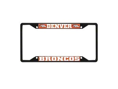 License Plate Frame with Denver Broncos Logo; Black and Orange (Universal; Some Adaptation May Be Required)