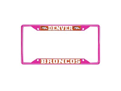 License Plate Frame with Denver Broncos; Pink (Universal; Some Adaptation May Be Required)