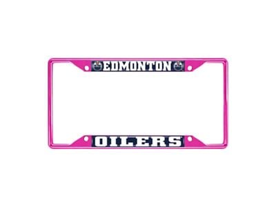 License Plate Frame with Edmonton Oilers; Pink (Universal; Some Adaptation May Be Required)