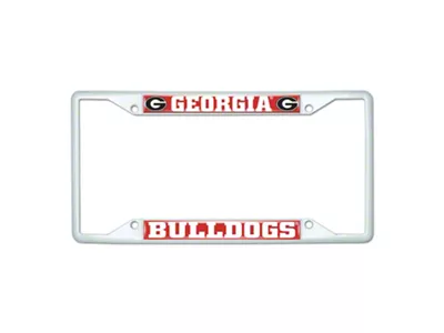 License Plate Frame with Georgia; White (Universal; Some Adaptation May Be Required)