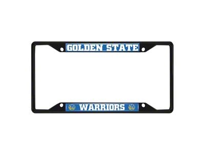 License Plate Frame with Golden State Warriors Logo; Black and Chrome (Universal; Some Adaptation May Be Required)