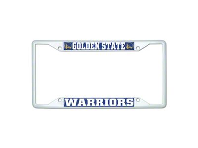 License Plate Frame with Golden State Warriors; White (Universal; Some Adaptation May Be Required)