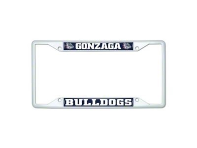 License Plate Frame with Gonzaga; White (Universal; Some Adaptation May Be Required)