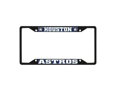 License Plate Frame with Houston Astros Logo; Black and Navy (Universal; Some Adaptation May Be Required)