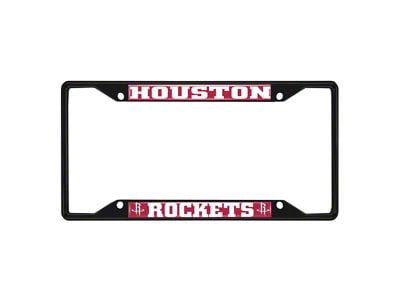 License Plate Frame with Houston Rockets Logo; Black and Red (Universal; Some Adaptation May Be Required)