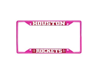 License Plate Frame with Houston Rockets; Pink (Universal; Some Adaptation May Be Required)