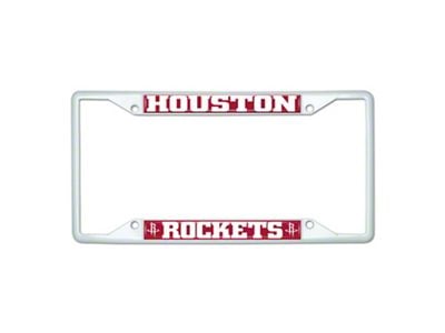 License Plate Frame with Houston Rockets; White (Universal; Some Adaptation May Be Required)