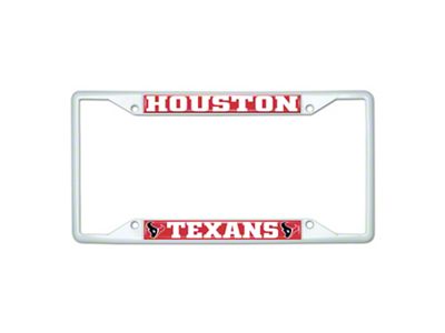 License Plate Frame with Houston Texans; White (Universal; Some Adaptation May Be Required)