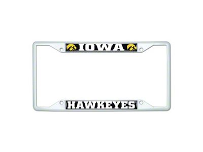 License Plate Frame with Iowa; White (Universal; Some Adaptation May Be Required)