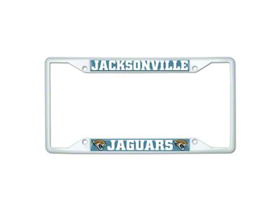 License Plate Frame with Jacksonville Jaguars; White (Universal; Some Adaptation May Be Required)