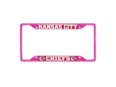 License Plate Frame with Kansas City Chiefs; Pink (Universal; Some Adaptation May Be Required)