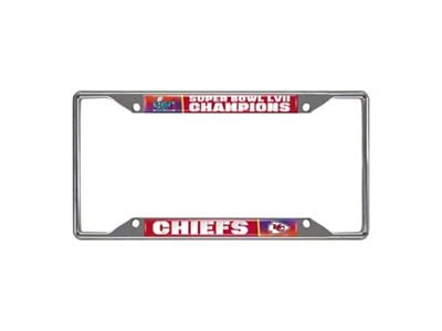 License Plate Frame with Kansas City Chiefs Super Bowl LVII Champions Logo; Red (Universal; Some Adaptation May Be Required)