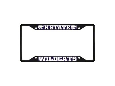 License Plate Frame with Kansas State University Logo; Black and Purple (Universal; Some Adaptation May Be Required)