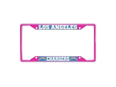 License Plate Frame with Los Angeles Chargers; Pink (Universal; Some Adaptation May Be Required)